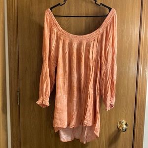 Off Shoulder Coral Dye Top